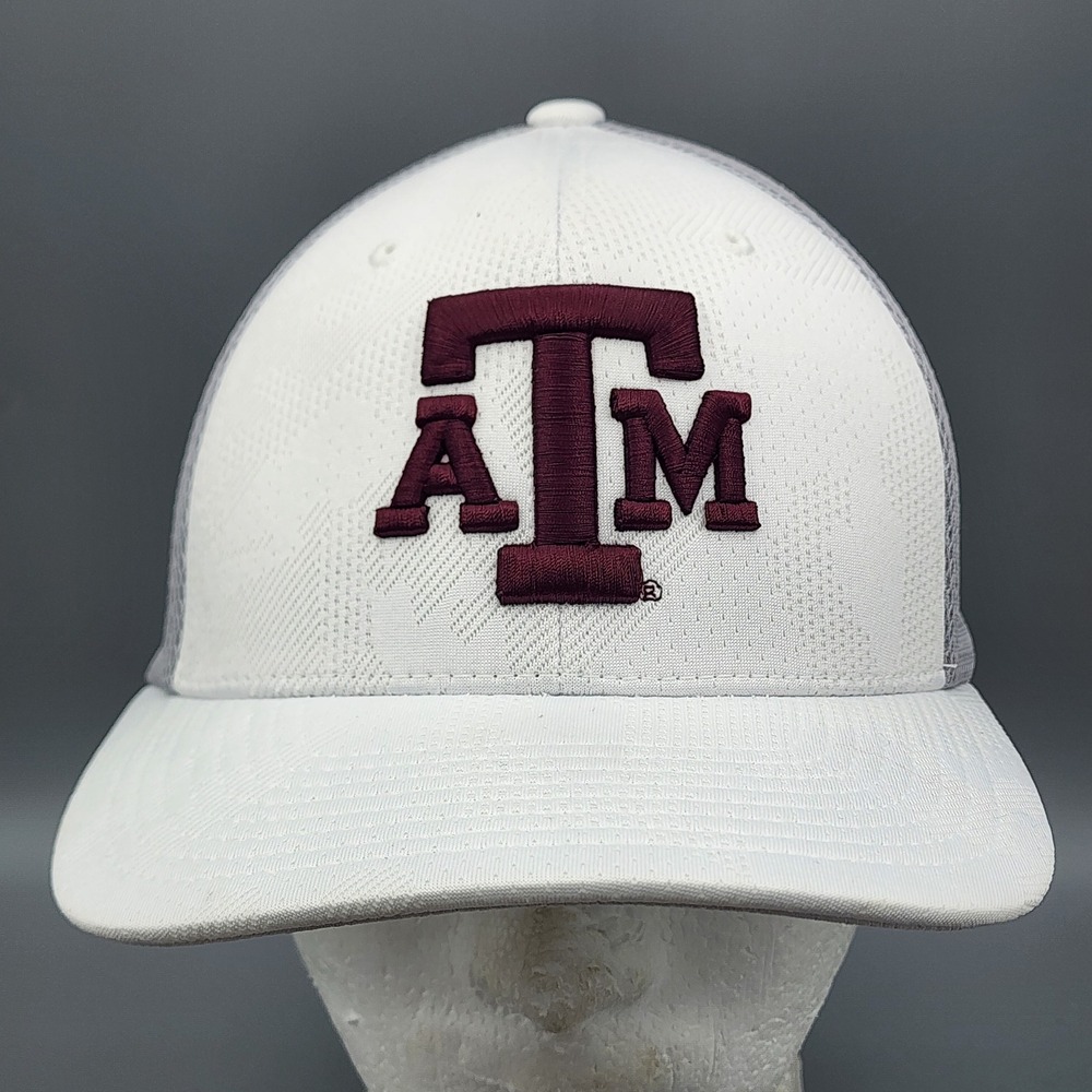 Mens White Texas A&M Aggies Flexfit‎ 110 Mesh Snapback 8516 Cap America Hat